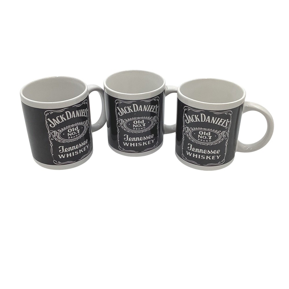 Jack Daniels Tennessee Whiskey Coffee Mug Set Black White‎ 3 Piece